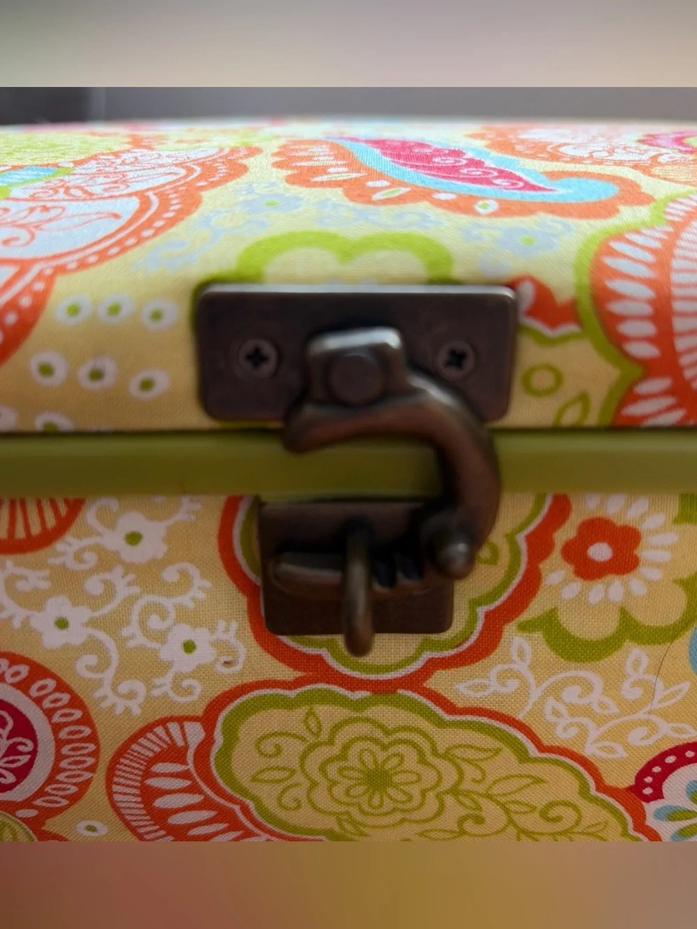 Vintage Dritz St. Jane Sewing Basket Box Paisley Print with Tray Retro Y2K Boho